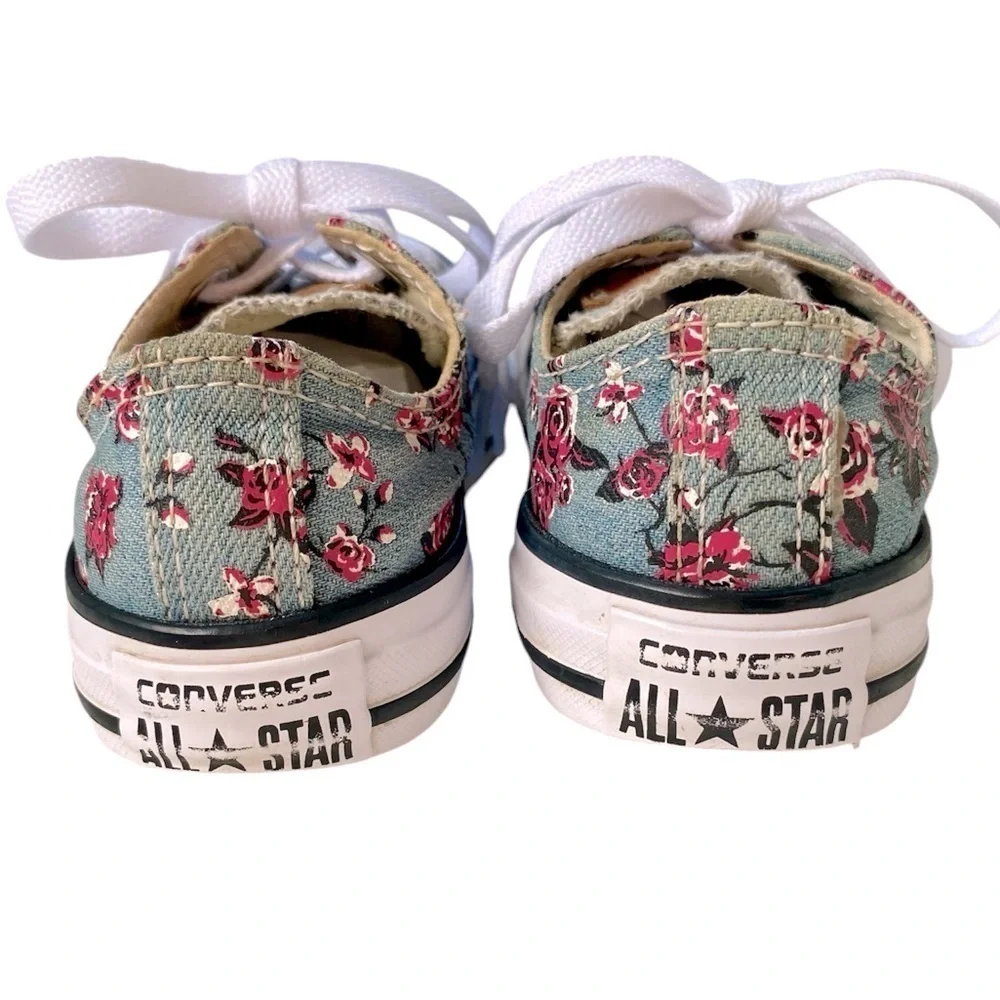 CONVERSE ALL STAR Sneakers Chuck Taylor Lace up Blue Pink Floral Youth Size 12
